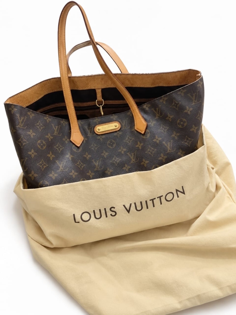 Louis Vuitton Monogram Canvas Tote in Brown with Tan Handles